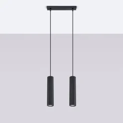 Pendelleuchte Schwarz B: 30 cm Aluminium GU10 2-flammig