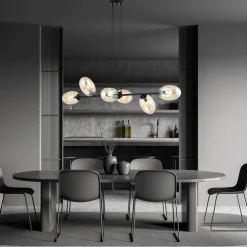 Pendelleuchte Schwarz Bernstein E14 Glas Metall