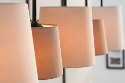 Pendelleuchte Schwarz Braun Beige Stoff Metall 5-flmg