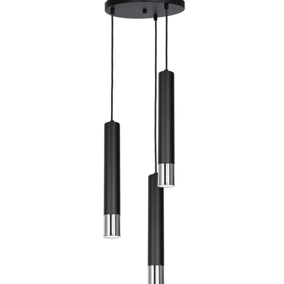 Pendelleuchte Schwarz Chrom 3 flammig GU10 Modern