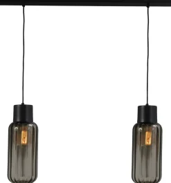 Pendelleuchte Schwarz Glas Metall länglich 2-flammig