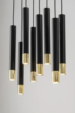 Pendelleuchte Schwarz Gold groß Modern Metall THEANO