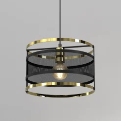 Pendelleuchte Schwarz Gold Mesh Ø 30 cm Esstisch