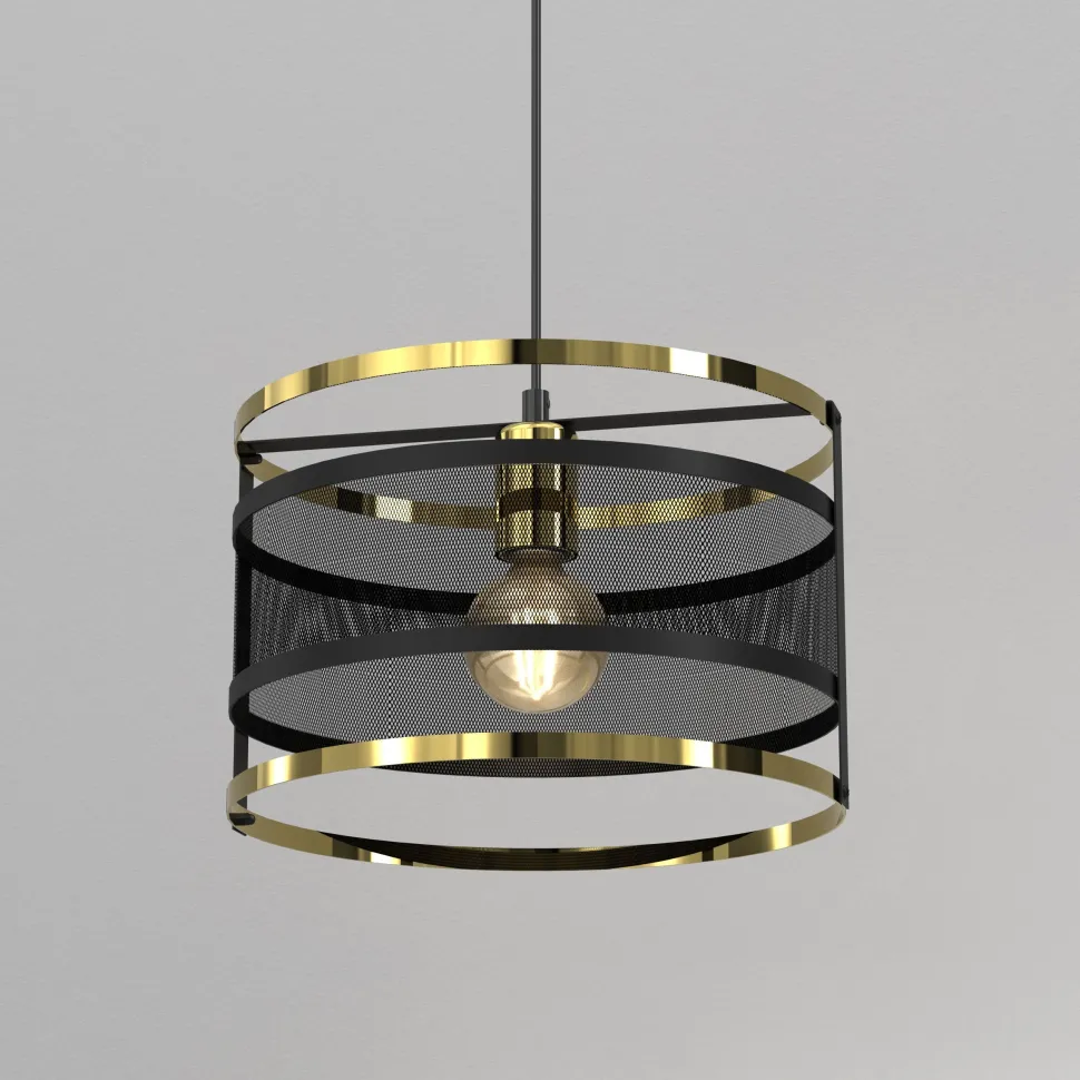 Pendelleuchte Schwarz Gold Mesh Ø 30 cm Esstisch