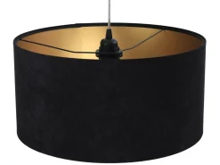Pendelleuchte Schwarz Gold Stoff Retro Esstisch