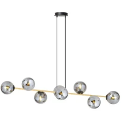 Pendelleuchte Schwarz Graphit Gold 140 cm lang Rauchglas