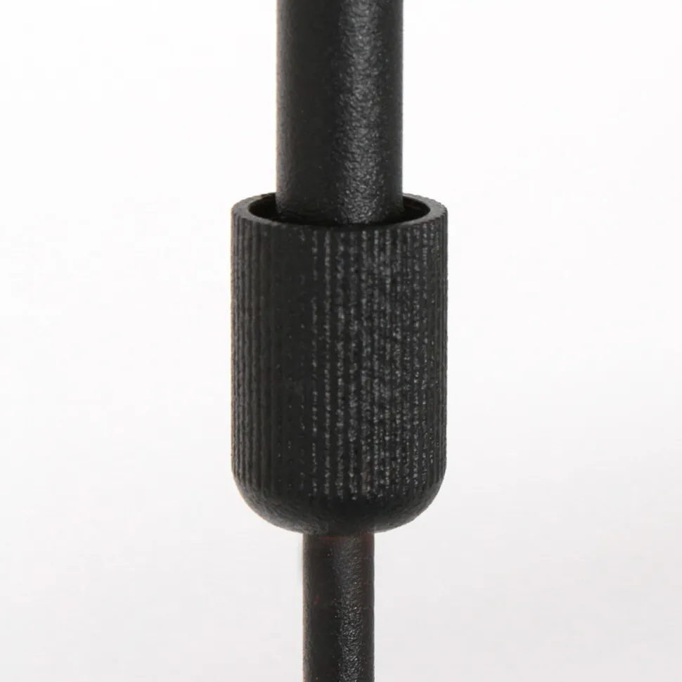 Pendelleuchte Schwarz Grau Metall Stoff 140 cm wohnlich