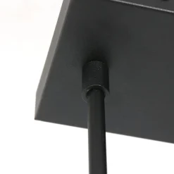 Pendelleuchte Schwarz Grau Metall Stoff 140 cm wohnlich