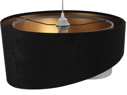 Pendelleuchte Schwarz Grau Gold E27 rund Ø 50 cm Stoff