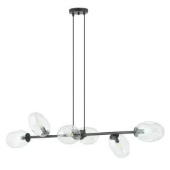 Pendelleuchte Schwarz Klar 6-flammig 120 cm lang