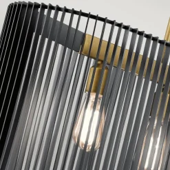 Pendelleuchte Schwarz Messing B: 101,6 cm 5x E27 Metall