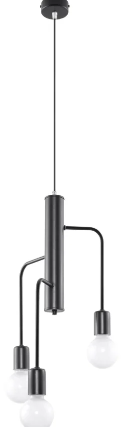 Pendelleuchte Schwarz Metall Retro 3-flammig E27 NERVIA