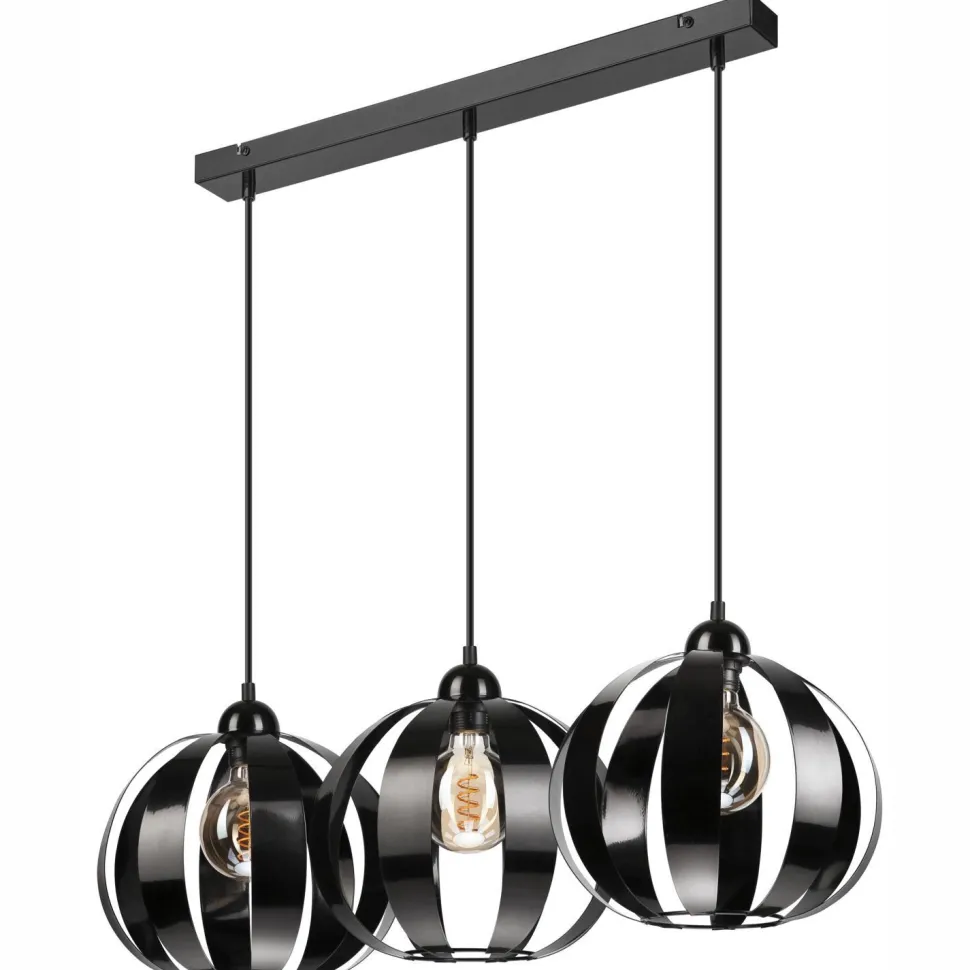 Pendelleuchte Schwarz Metall 3-flammig E27 verstellbar