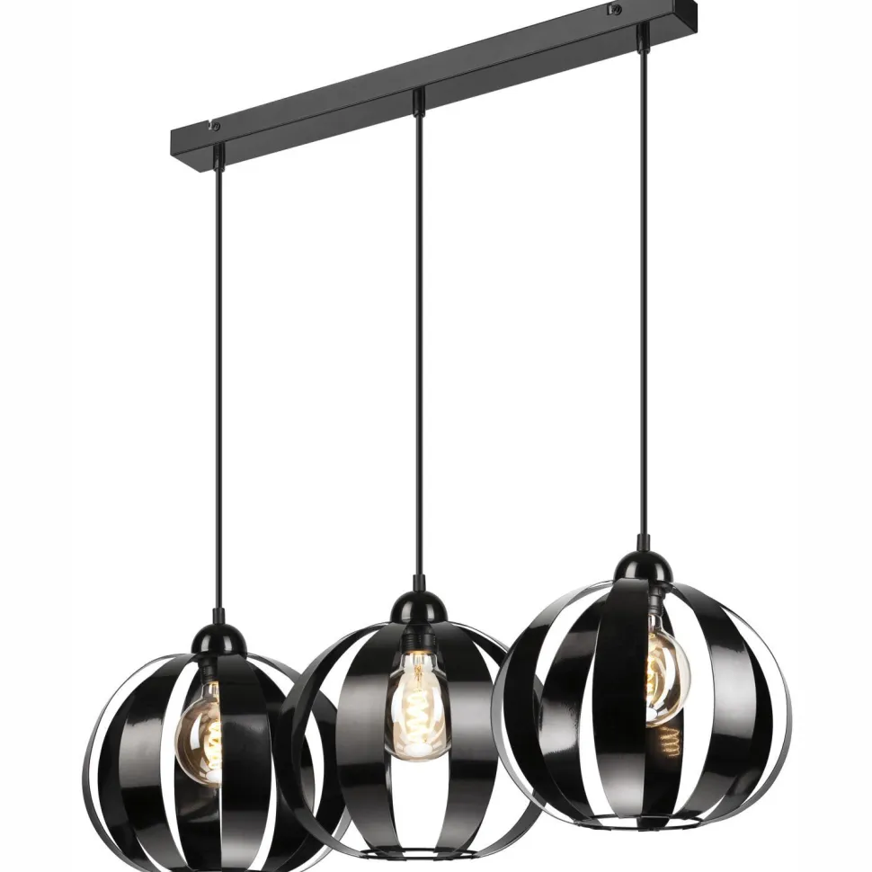 Pendelleuchte Schwarz Metall 3-flammig E27 verstellbar