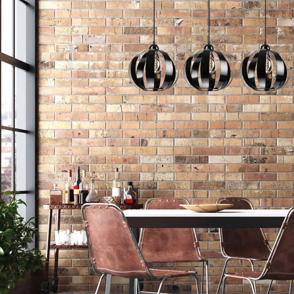 Pendelleuchte Schwarz Metall 3-flammig E27 verstellbar