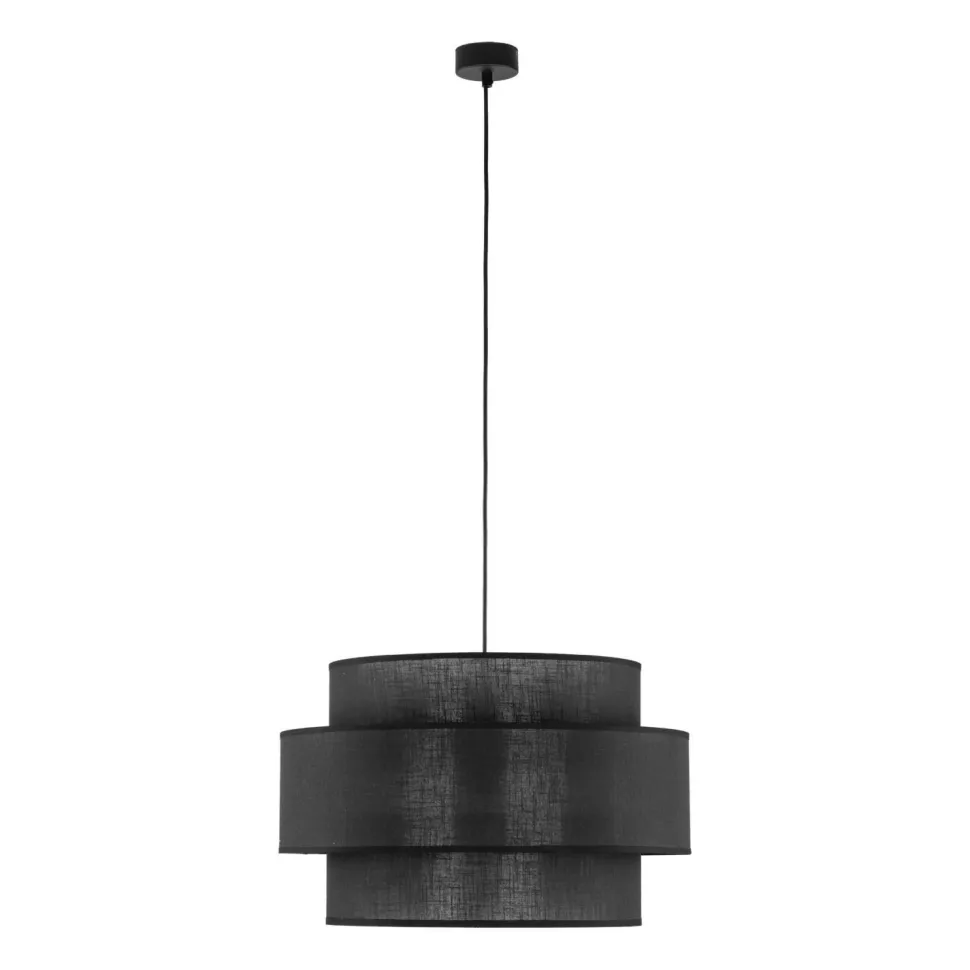 Pendelleuchte Schwarz Stoff Ø 50 cm H: max. 160 cm 3x E27