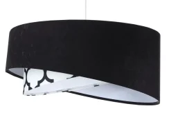 Pendelleuchte Schwarz Weiß rund D: 50 cm E27 Retro Motiv