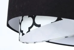 Pendelleuchte Schwarz Weiß rund D: 50 cm E27 Retro Motiv