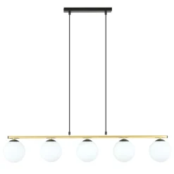 Pendelleuchte Schwarz Weiß Gold E14 Glas Metall 105 cm lang