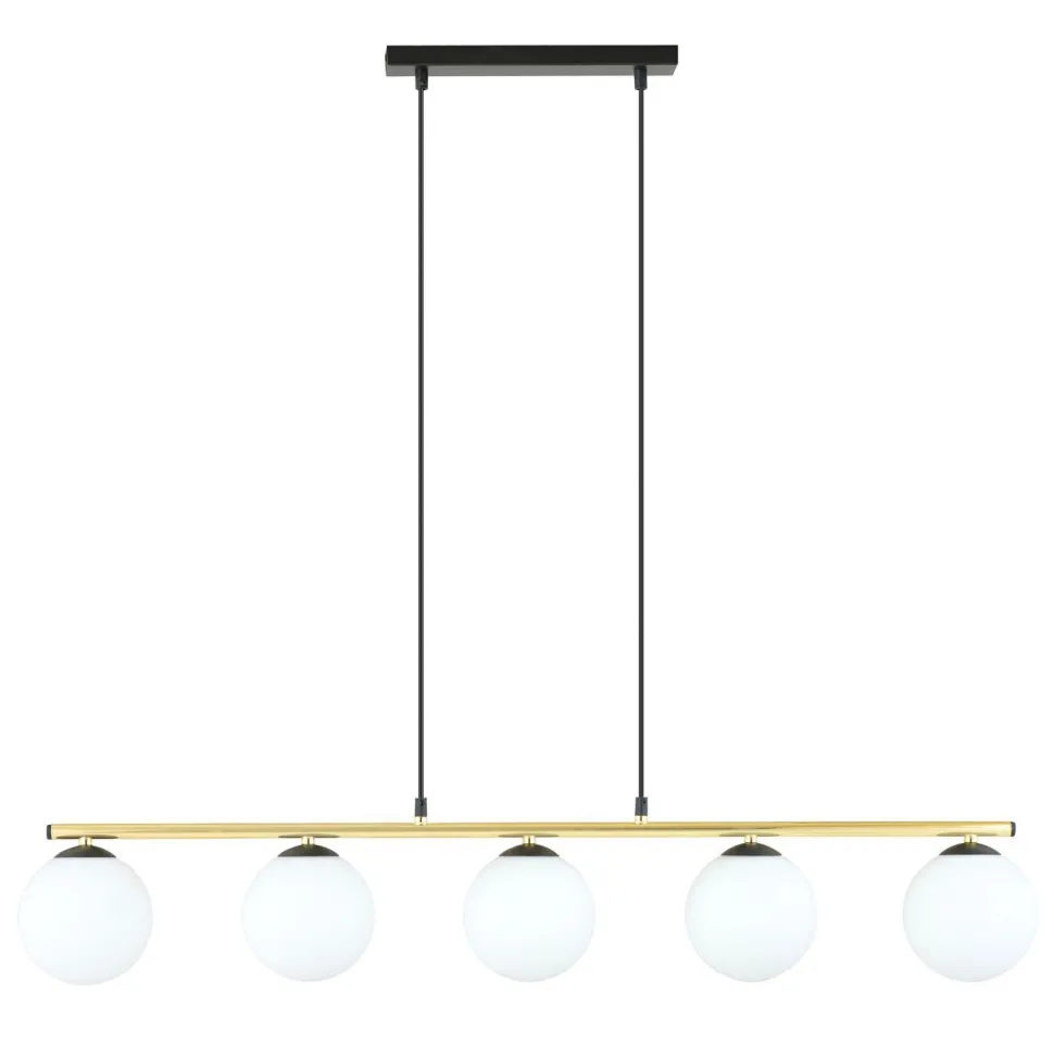 Pendelleuchte Schwarz Weiß Gold E14 Glas Metall 105 cm lang