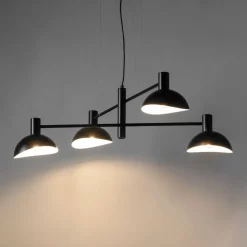 Pendelleuchte Schwarz Weiß Metall L:90 cm 4-flammig E14