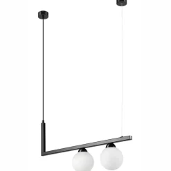 Pendelleuchte Schwarz Weiß länglich Glas Metall 2x G9