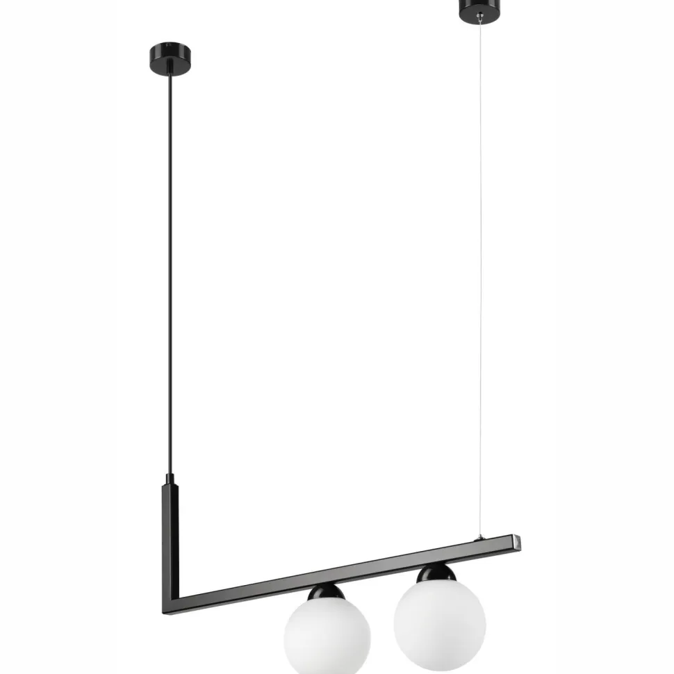 Pendelleuchte Schwarz Weiß länglich Glas Metall 2x G9