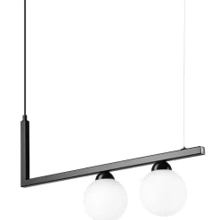 Pendelleuchte Schwarz Weiß länglich Glas Metall 2x G9