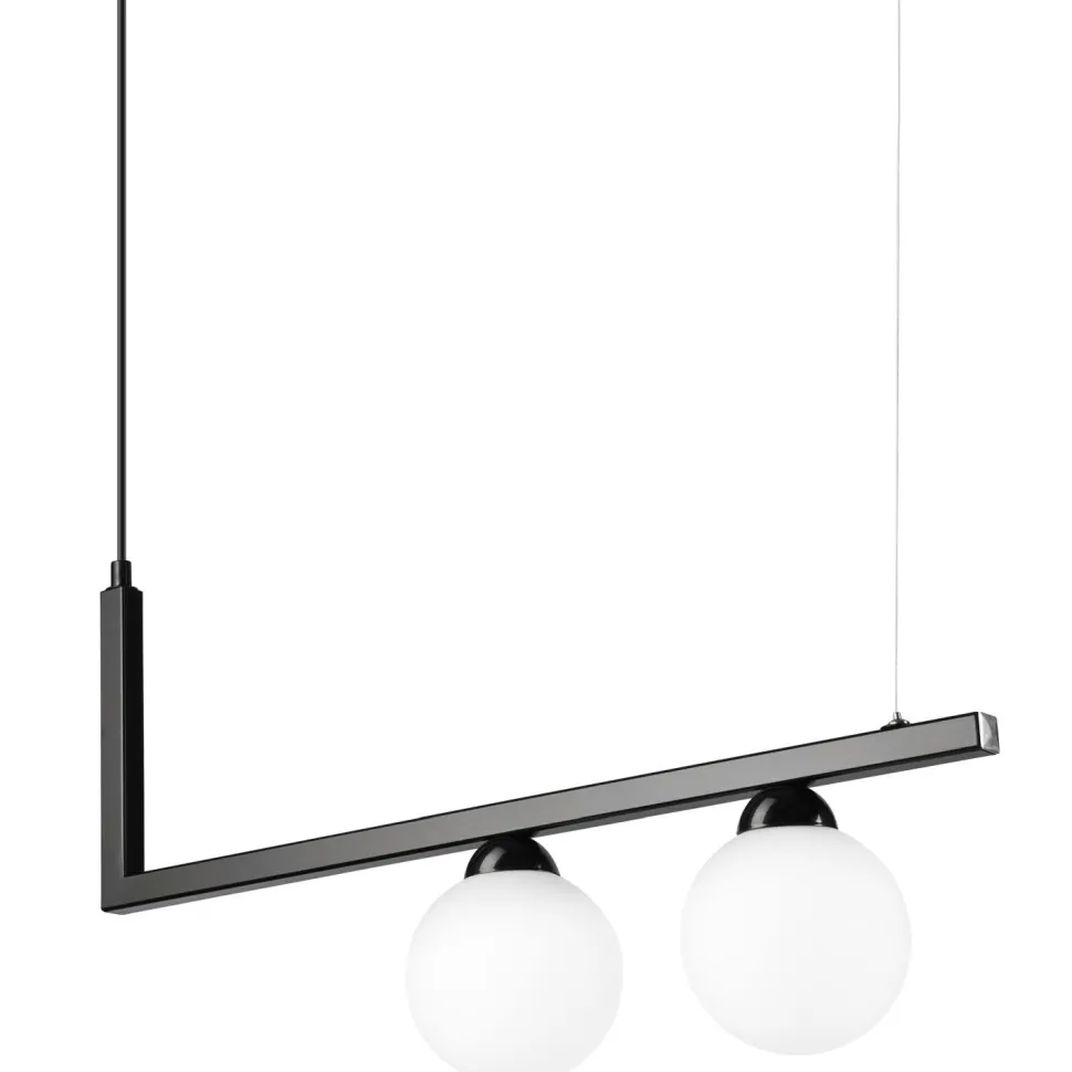 Pendelleuchte Schwarz Weiß länglich Glas Metall 2x G9