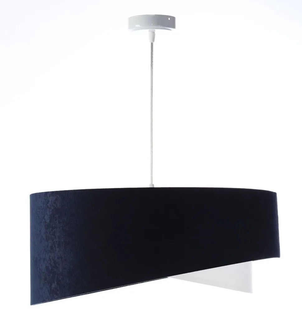 Pendelleuchte Stoff Blau Weiß Gold E27 rund D: 50 cm