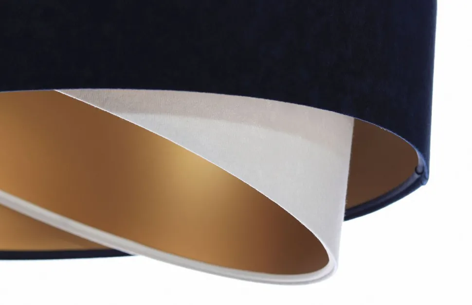 Pendelleuchte Stoff Blau Weiß Gold E27 rund D: 50 cm