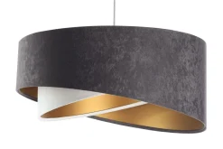 Pendelleuchte Stoff Dunkelgrau Gold E27 rund Ø 50 cm