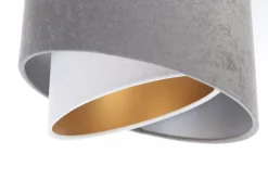 Pendelleuchte Stoff 3-flammig in Weiß Grau Gold E27 B: 87 cm