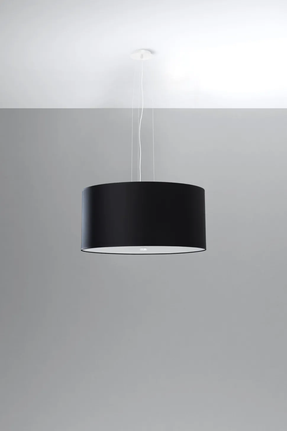Pendelleuchte Stoff Glas Ø 50 cm Schwarz blendarm rund