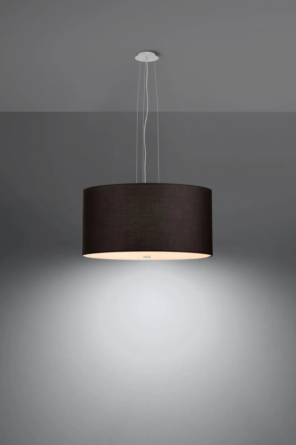 Pendelleuchte Stoff Glas Ø 50 cm Schwarz blendarm rund