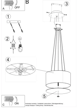 Pendelleuchte Stoff Glas Ø 50 cm Schwarz blendarm rund