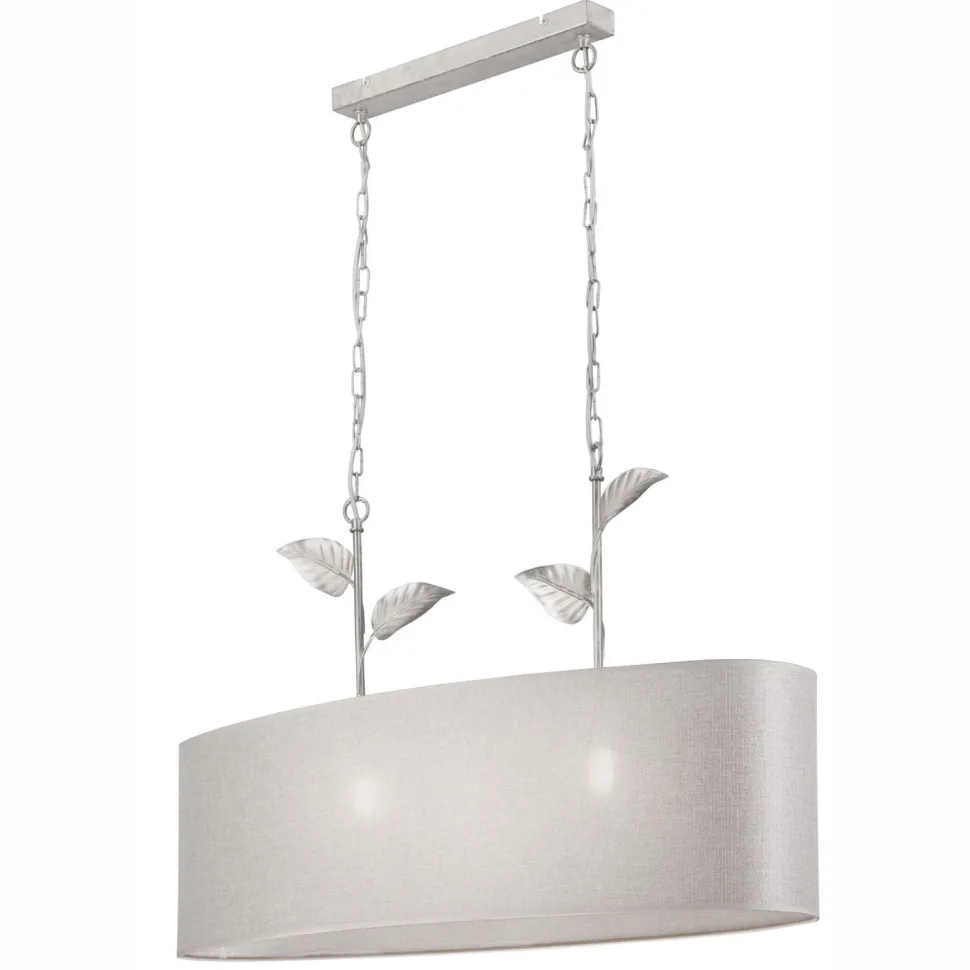 Pendelleuchte Stoff Metall B: 89 cm E27 Silber Landhaus