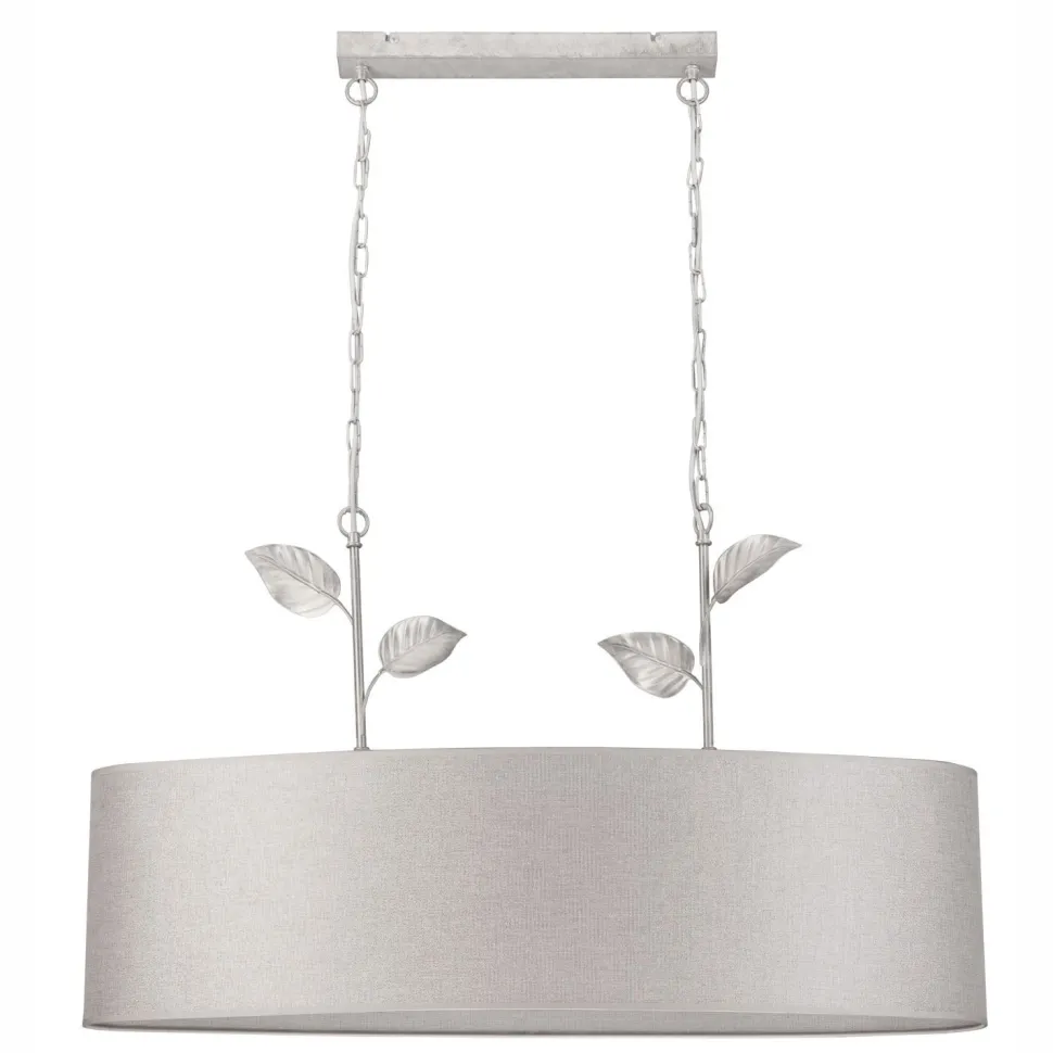 Pendelleuchte Stoff Metall B: 89 cm E27 Silber Landhaus