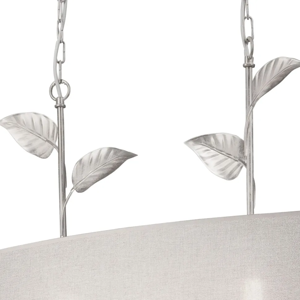 Pendelleuchte Stoff Metall B: 89 cm E27 Silber Landhaus