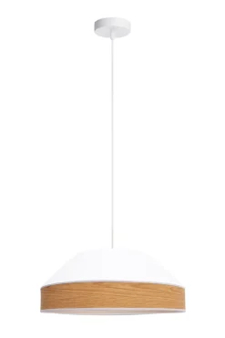 Pendelleuchte Stoff Schirm Weiß Natur E27 Ø45 cm rund