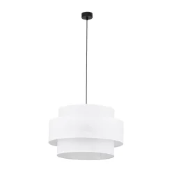 Pendelleuchte Stoff Weiß Ø 50 cm H: max. 160 cm 3x E27