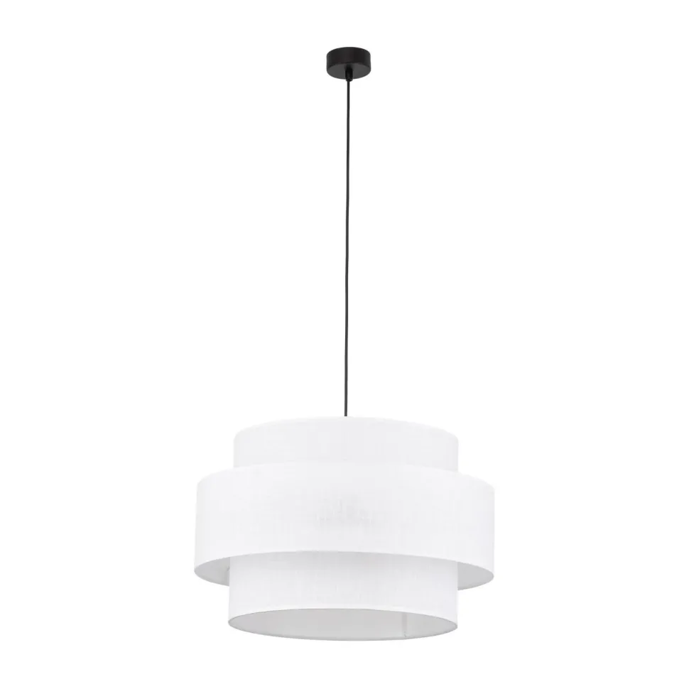 Pendelleuchte Stoff Weiß Ø 50 cm H: max. 160 cm 3x E27