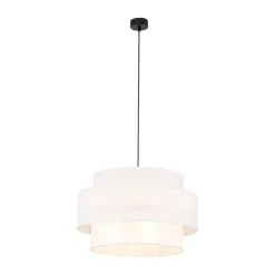 Pendelleuchte Stoff Weiß Ø 50 cm H: max. 160 cm 3x E27