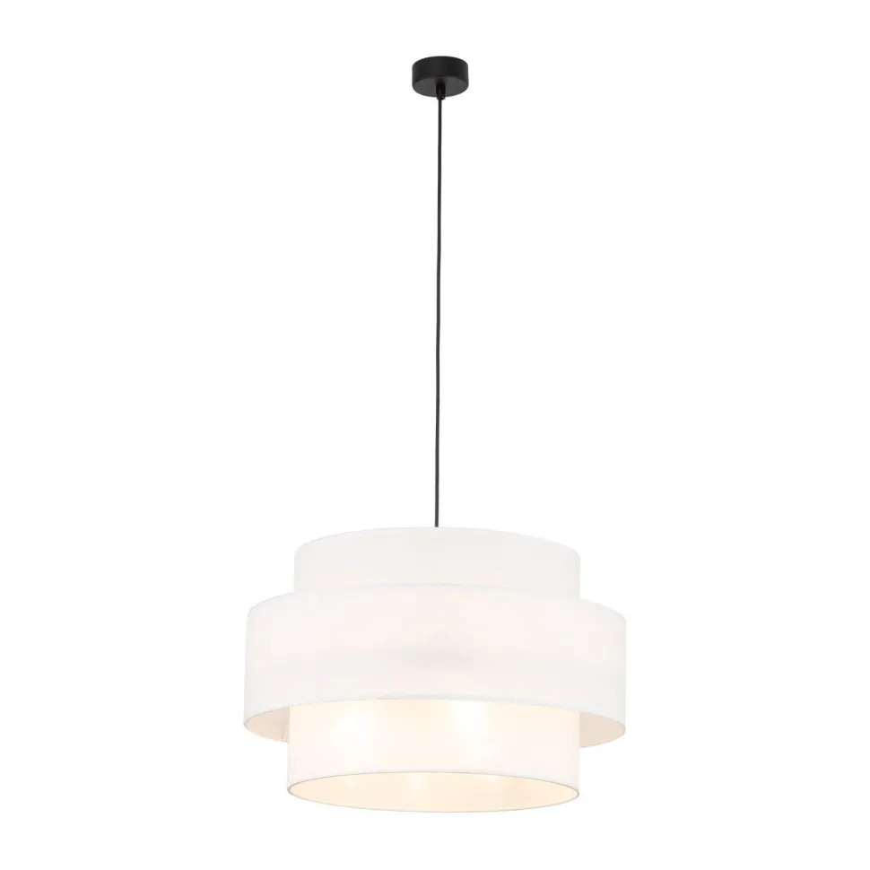 Pendelleuchte Stoff Weiß Ø 50 cm H: max. 160 cm 3x E27