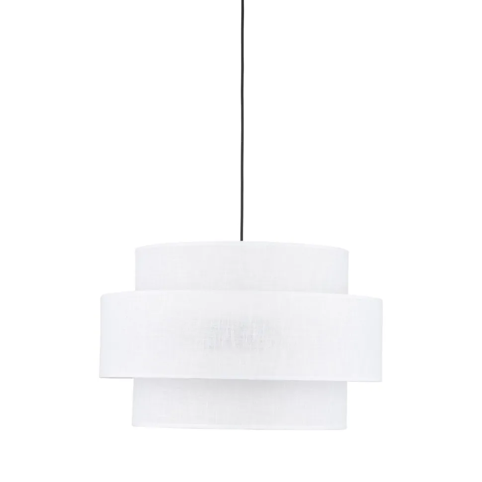Pendelleuchte Stoff Weiß Ø 50 cm H: max. 160 cm 3x E27