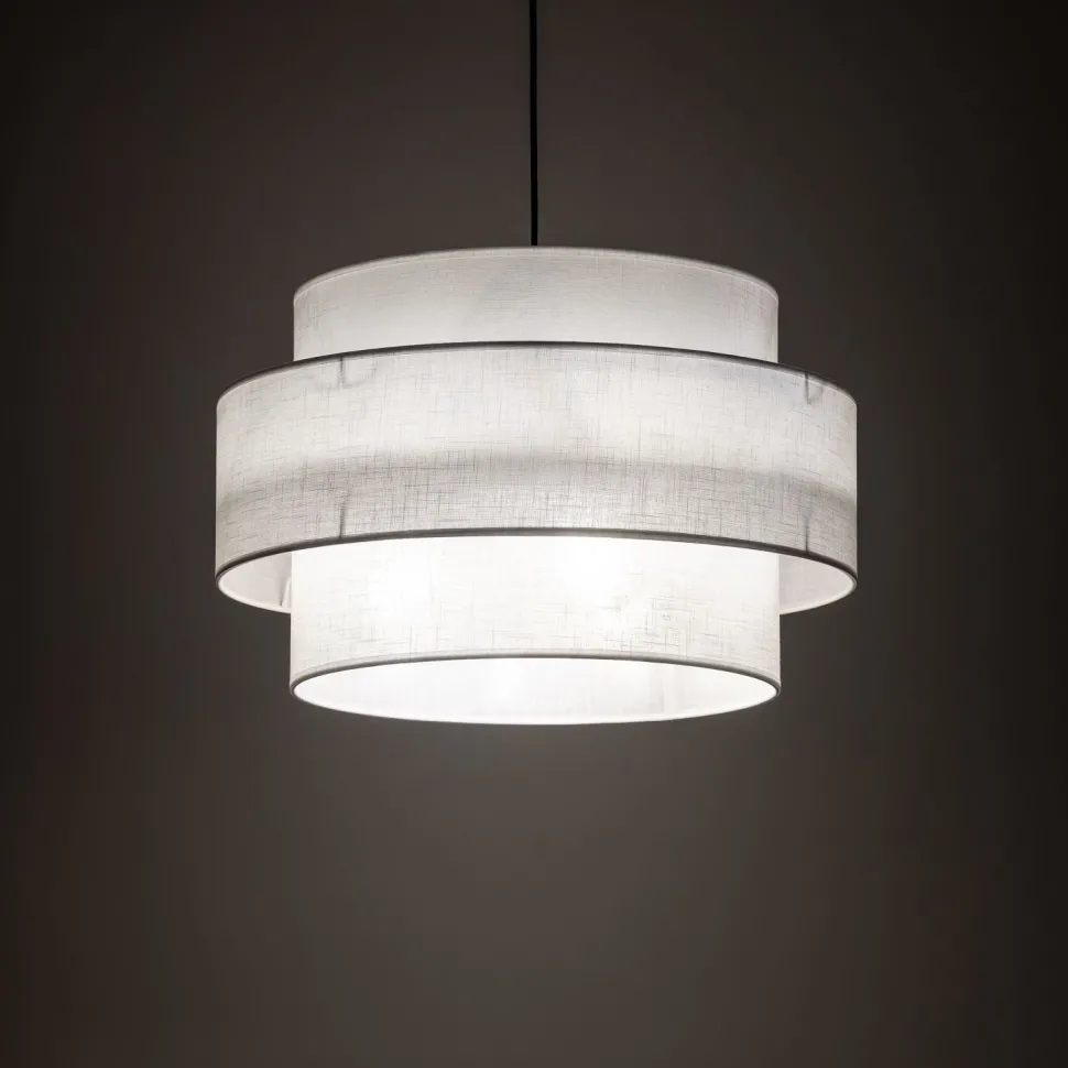 Pendelleuchte Stoff Weiß Ø 50 cm H: max. 160 cm 3x E27