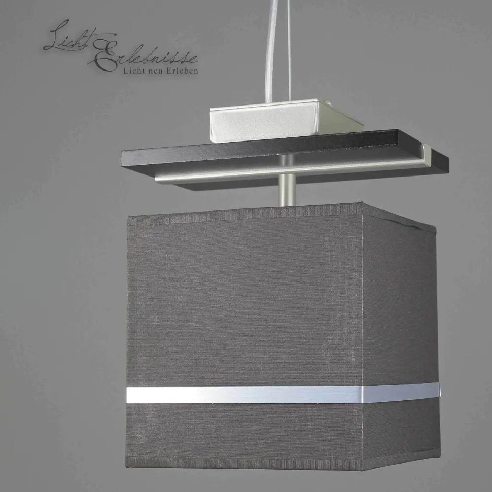 Pendelleuchte Stoffschirm Braun Chrom E27