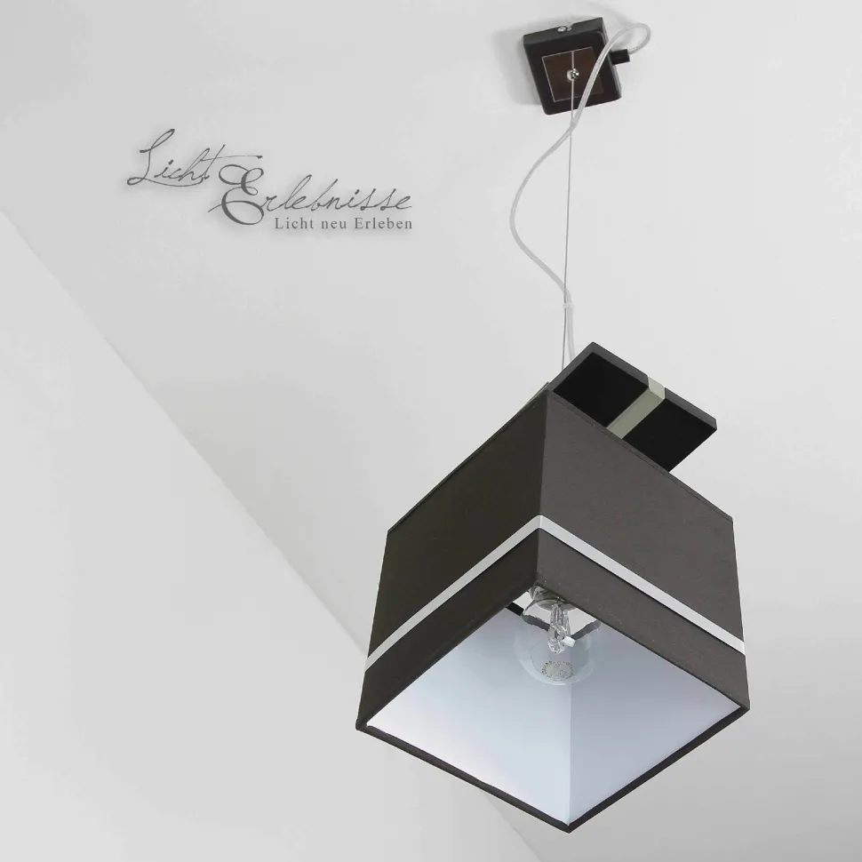 Pendelleuchte Stoffschirm Braun Chrom E27