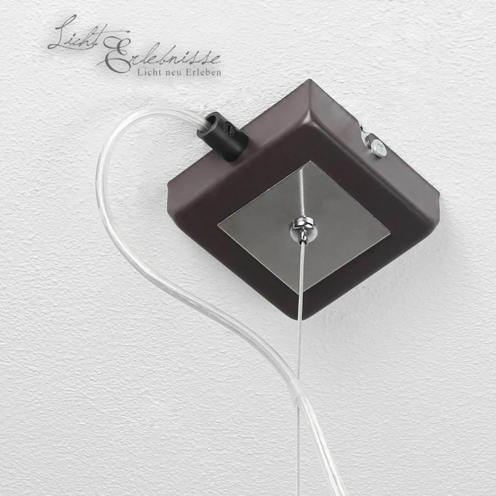 Pendelleuchte Stoffschirm Braun Chrom E27