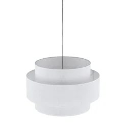 Pendelleuchte Weiß Ø 50 cm H: max. 160 cm Stoff Metall E27